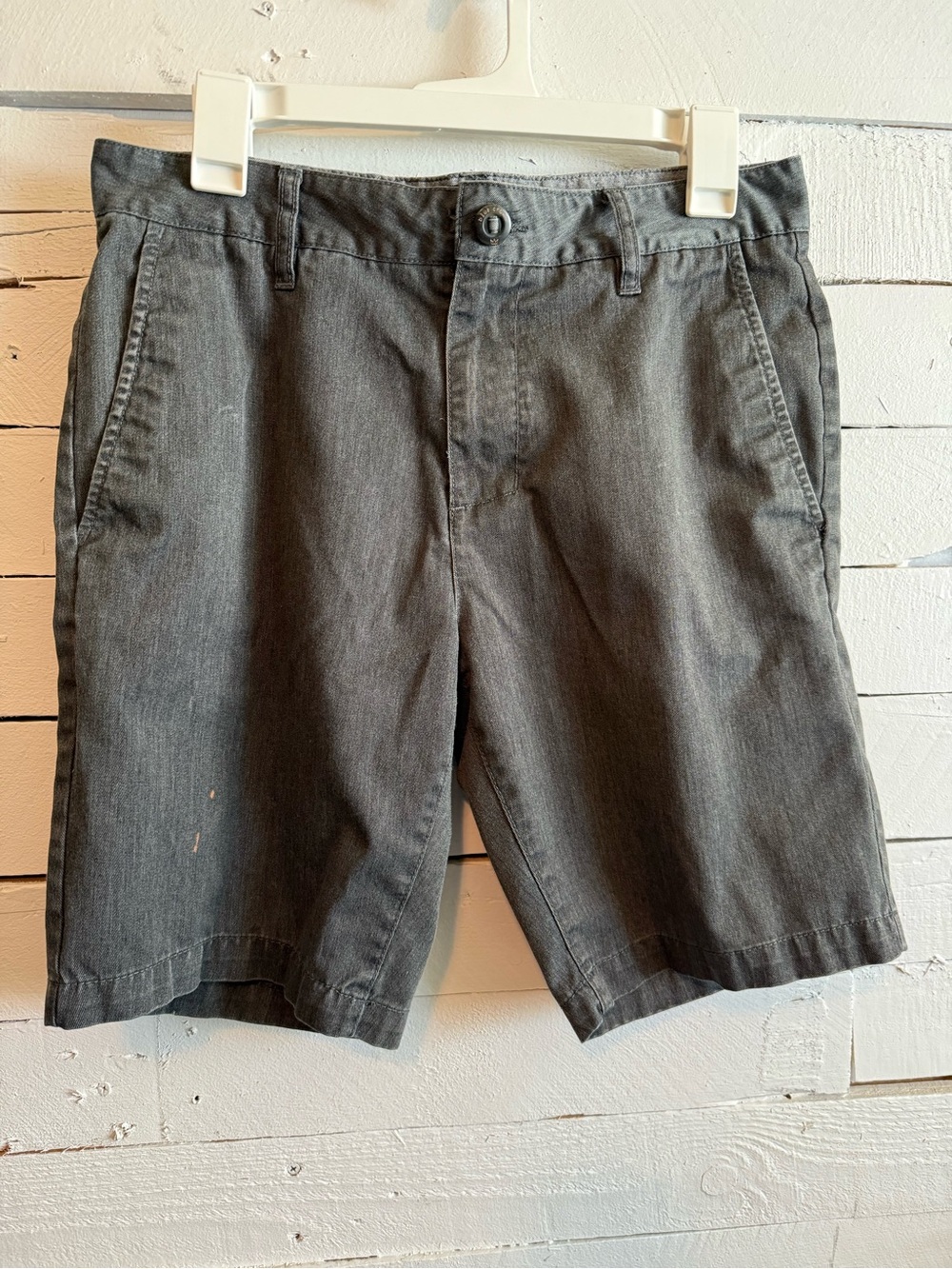 Men's Flat Front Charcoal Cotton Shorts